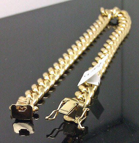 10k Gold Bracelet Men Real Gold Miami Cuban Link Bracelet 7mm 9" inch Box Lock