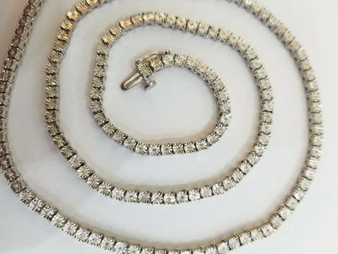 White Gold Finish Real Diamond 24" tennis necklace Chain