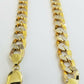 10K gold cuban curve link chain with diamond cut 11mm 26" gold necklace for men