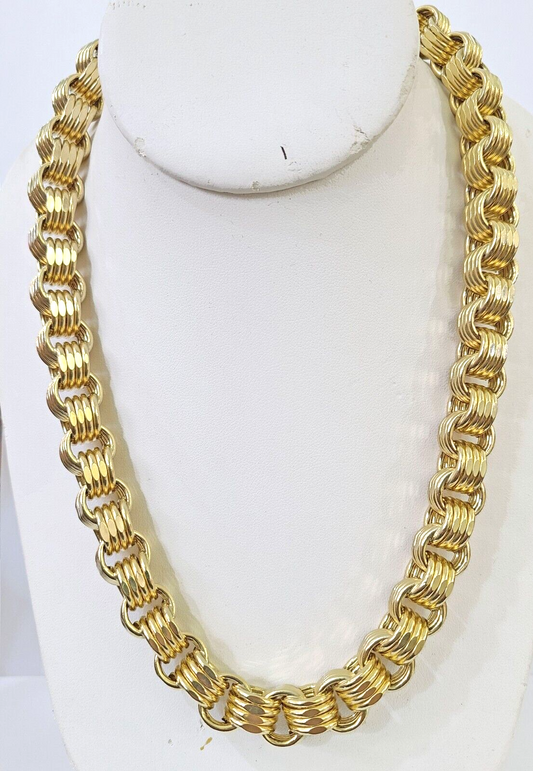 Real 10k Gold Byzantine Chain 12mm 26 Inch Men's yellow gold necklace Real gold