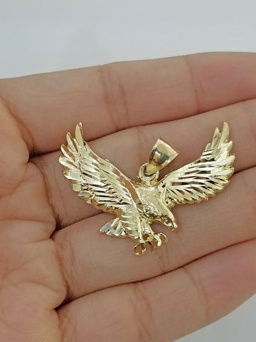 Real 10k Gold Eagle Charm Pendant 4mm Miami Cuban Chain 18 20 22 24 26 Inches