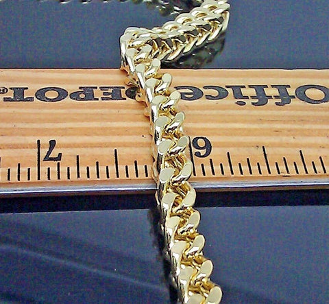 Men 10k Yellow Gold Franco Bracelet 7mm 9" Inch lobster lock cuban rope byzantin