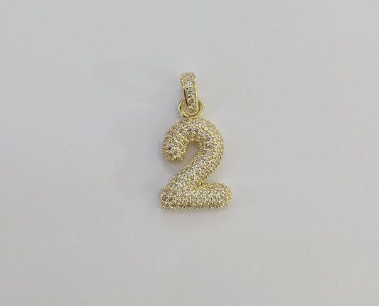 10k Gold Number Charm Pendant Initial Number Letter 0-9 Real