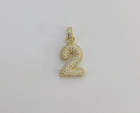 10k Gold Number Charm Pendant Initial Number Letter 0-9 Real