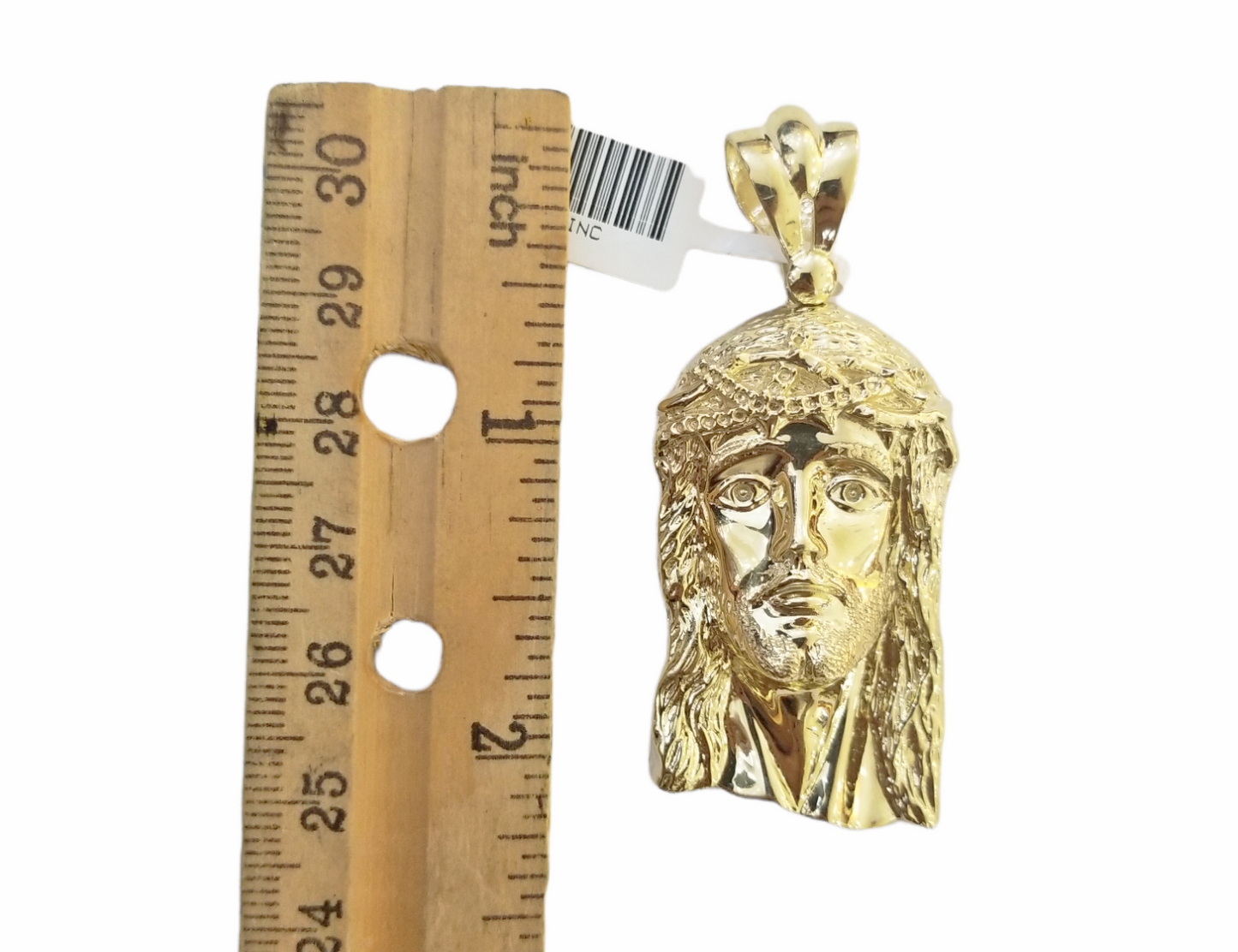 Real 10K Yellow Gold Jesus Head Pendent Charm 2" Inch 10kt