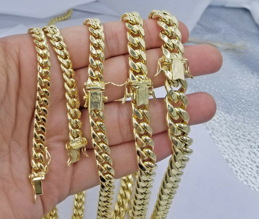 Real 10k Gold Chain 20"- 28" Miami Cuban link Necklace REAL 6mm-12mm REAL GOLD