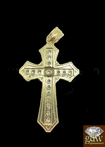 10k Gold Men's Jesus Crucifix Cross Pendent Charm with 24 Inch Rope Chain REAL