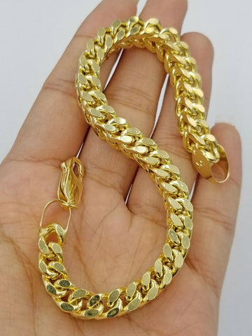 10k Franco Yellow Gold Bracelet 7mm 8.5 inches Mens Women Rope Cuban Link Real