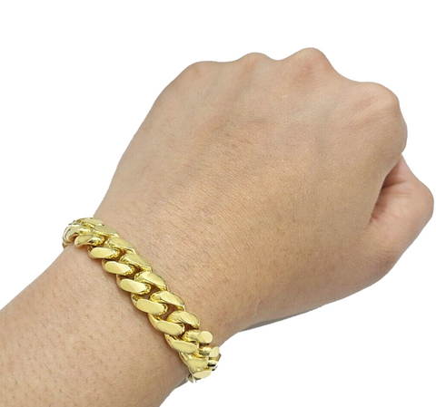 14k Solid Yellow Gold Miami Cuban Bracelet 10mm 9'' inch Real 14kt Unisex