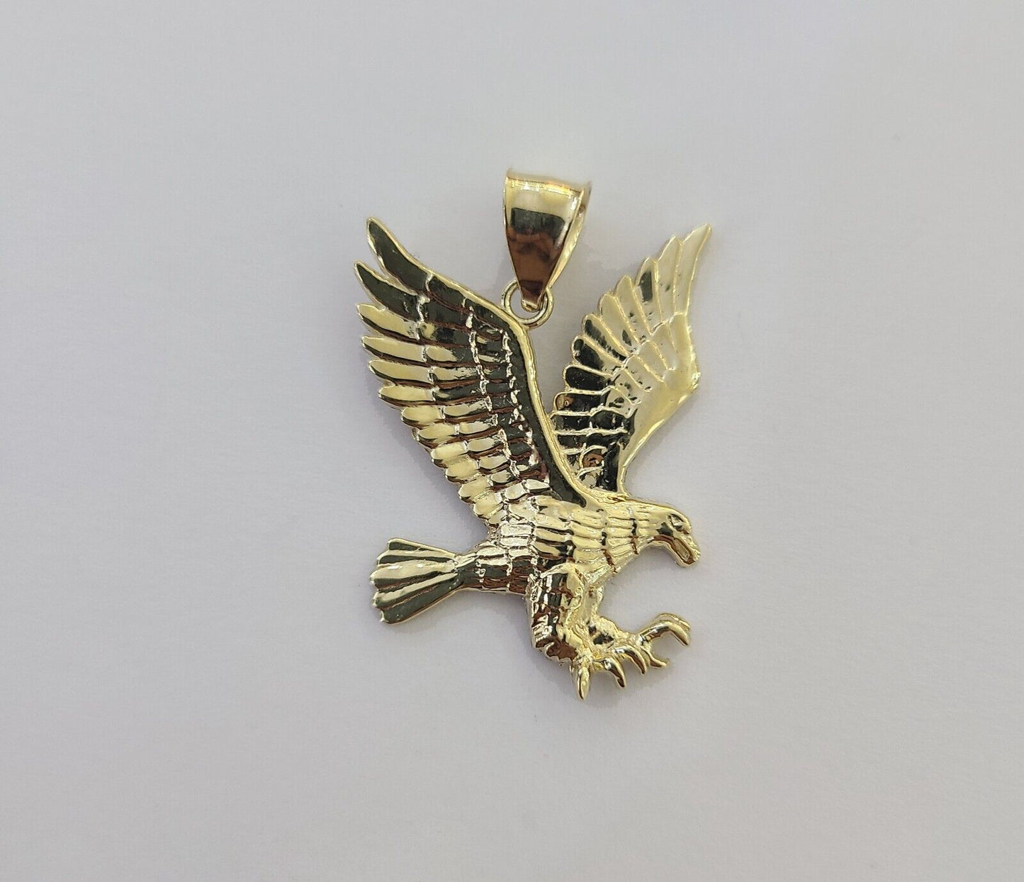 10k Yellow Gold Flying Eagle Charm Pendant 1.5" Inch Men Women Bird 10kt Real