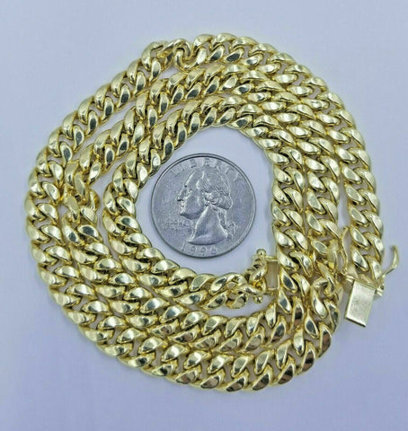 Real 10K Yellow Gold Miami Cuban Link Chain 8mm 18 inch Choker Necklace