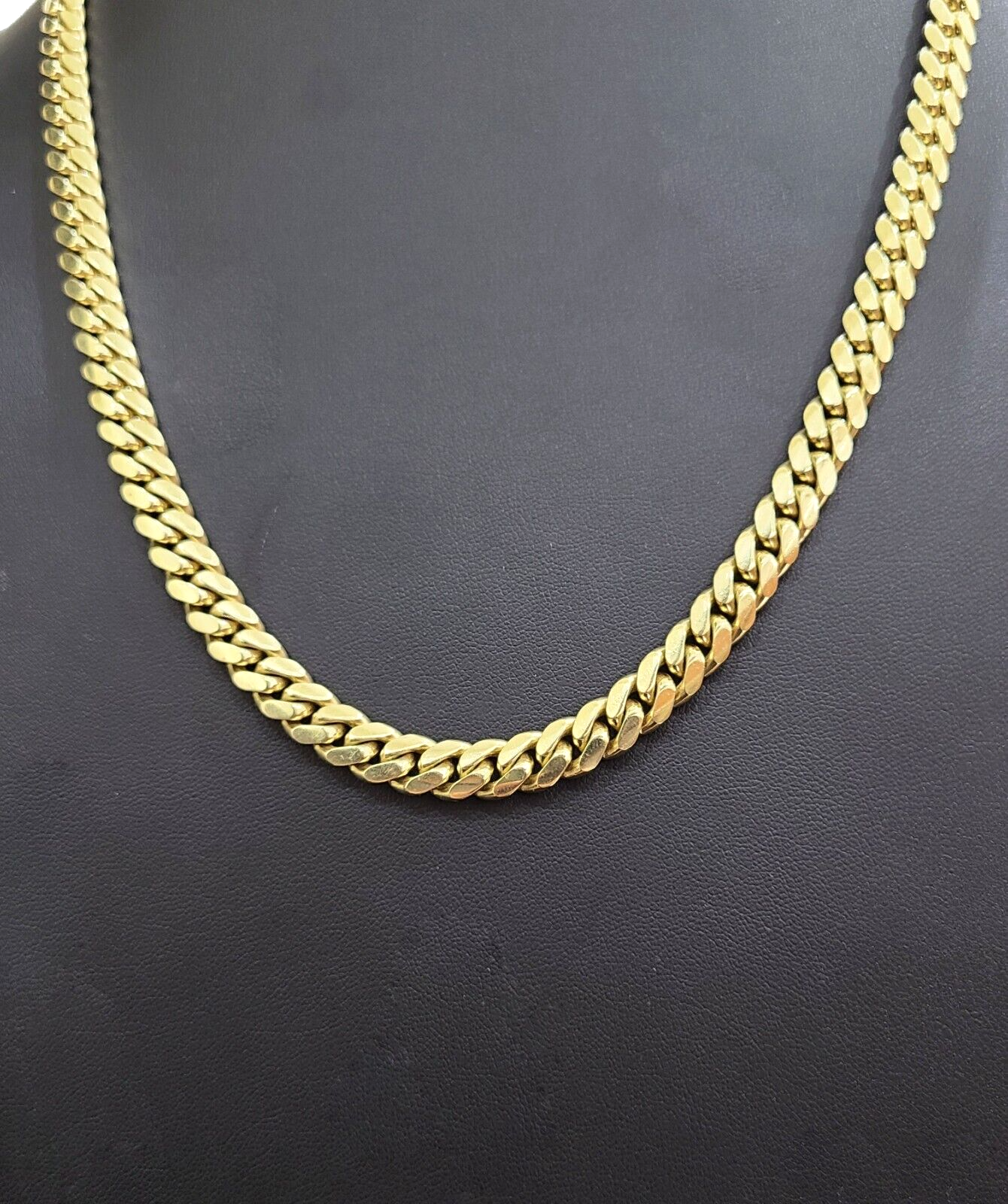 14K Yellow Solid Gold  8mm Men Box Lock Chain 26" Miami Cuban