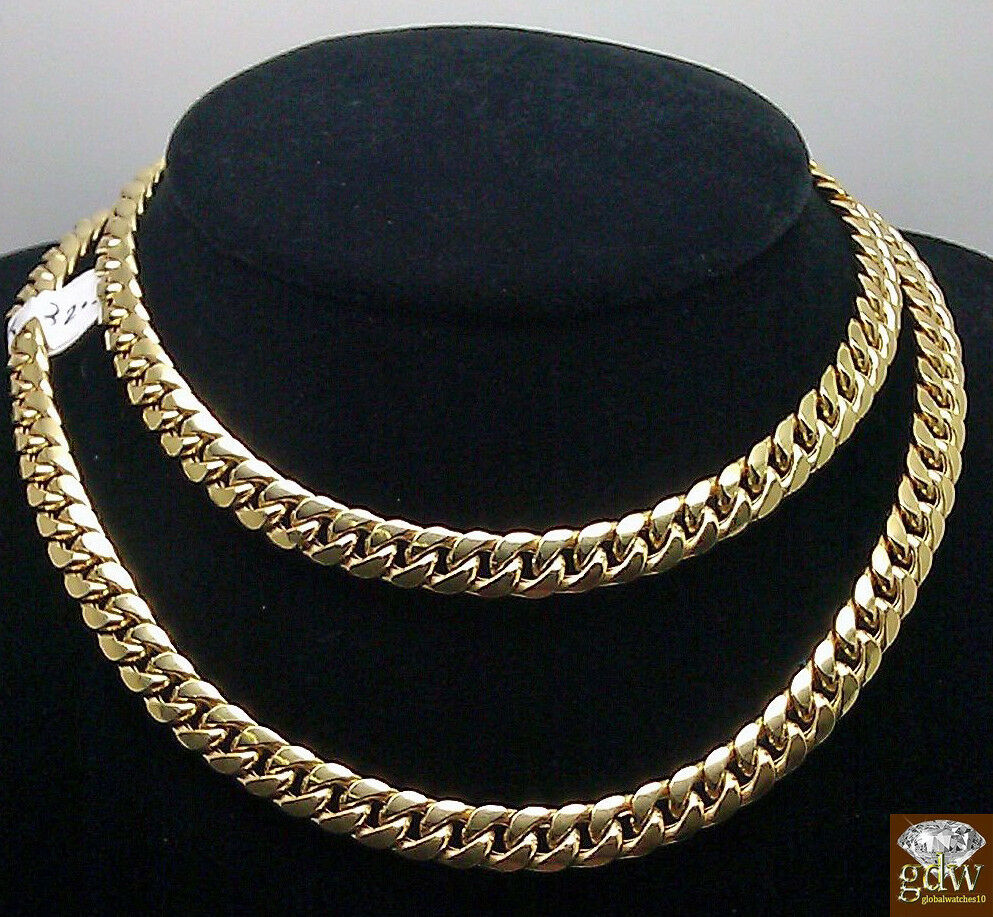 REAL 10k Miami Cuban chain Necklace 8mm 20" 22" 24" 26" 28" 30" Yellow Gold