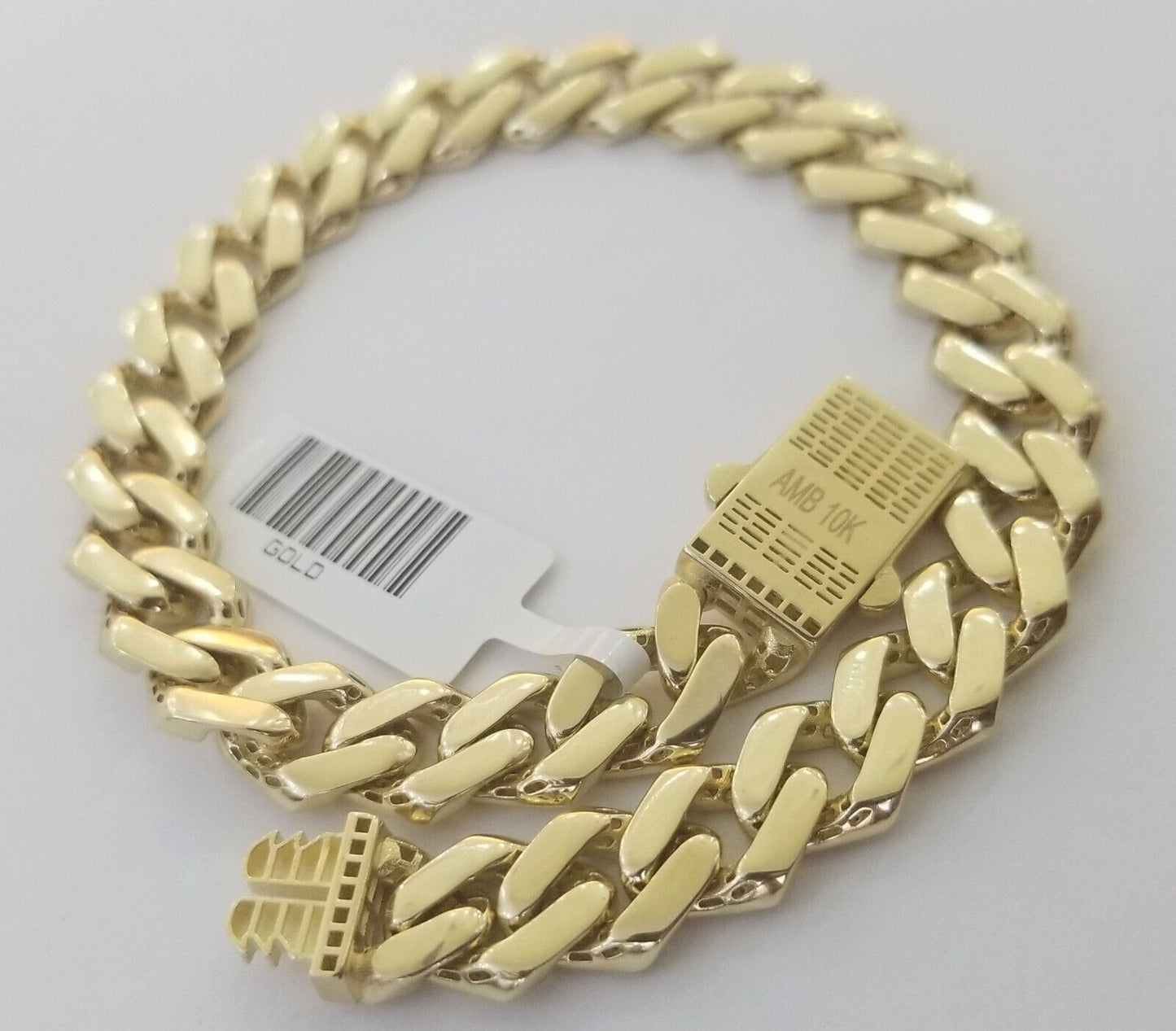 Real 10K Yellow Gold Royal Miami Cuban Bracelet 9" 9mm Box Clasp Mens 10kt Link