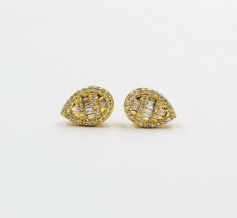 Real 10k Yellow Gold Pear Shape Genuine Diamond Earring For Women's 0.33 CT 8mm