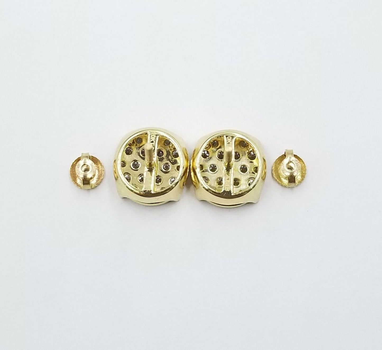 10k Real Yellow Gold Round Stud Diamond Earring 9mm 0.88CT For Women