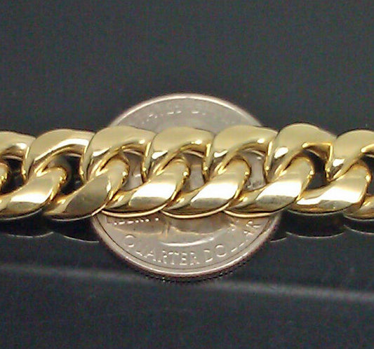 24" 9MM Men's 10K Yellow Gold Necklace Miami Cuban Link Chain Box Lock, Rope