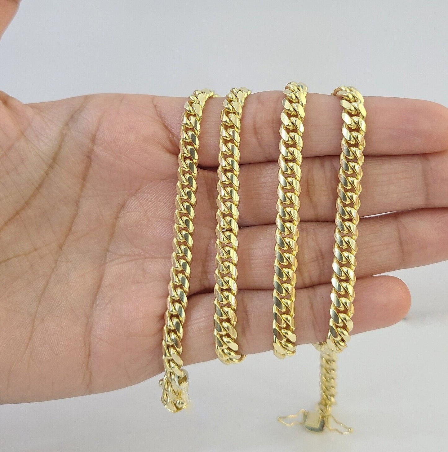 10k Yellow Solid Gold 6mm Miami Cuban Link Chain Necklace 20"-28" Inch Real