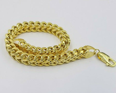 10k Franco Yellow Gold Bracelet 7mm 8.5 inches Mens Women Rope Cuban Link Real