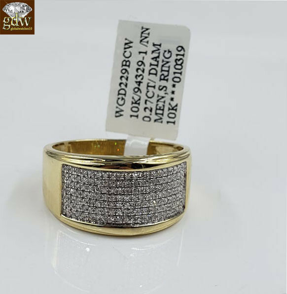 Mens REAL 10k Yellow Gold Wedding Engagement Ring Band Genuine 1/4CT Diamond ,10