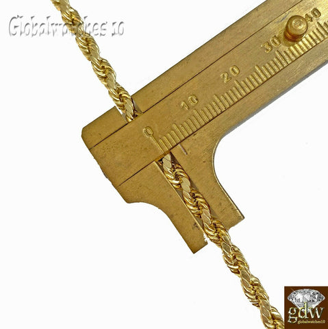 10k Gold Diamond Socket Plug Charm Pendant,10k Rope Chain in 18 20 22 24 26 Inch