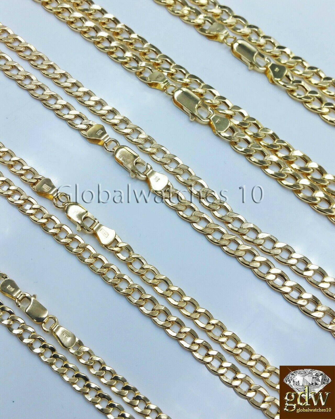 Real 14k Yellow Gold Men Cuban Link Chain Necklace 2mm 3mm 4mm 5mm 6mm