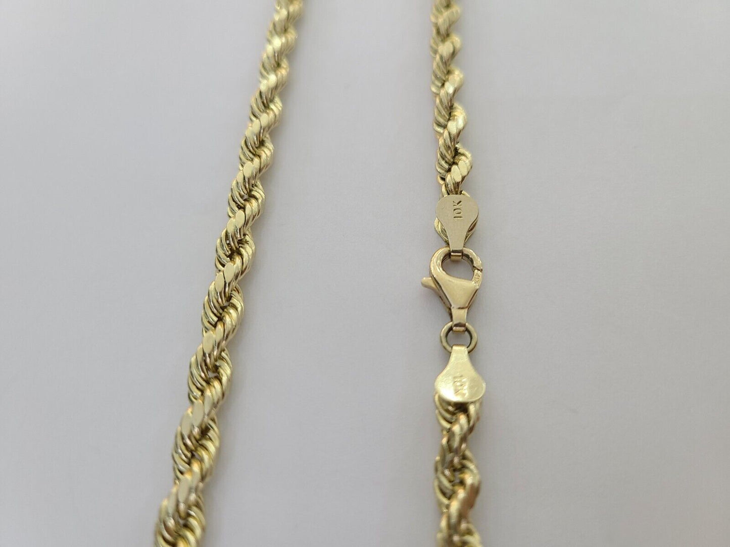 10K Yellow Gold Crown Pendent Charm 6mm Rope Chain 22"