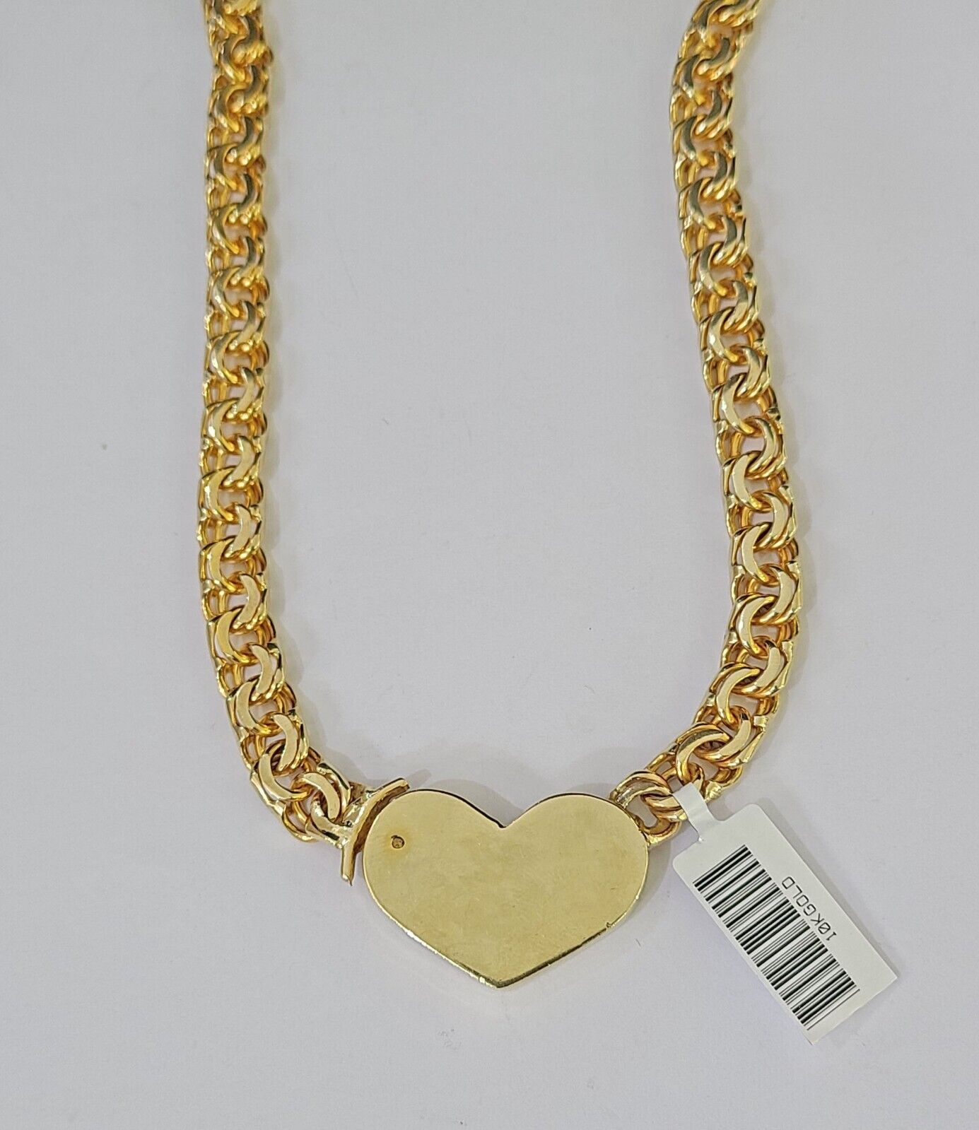 Real 10k Gold Chino Heart ID Chain 7mm 22Inch Yellow necklace Real gold