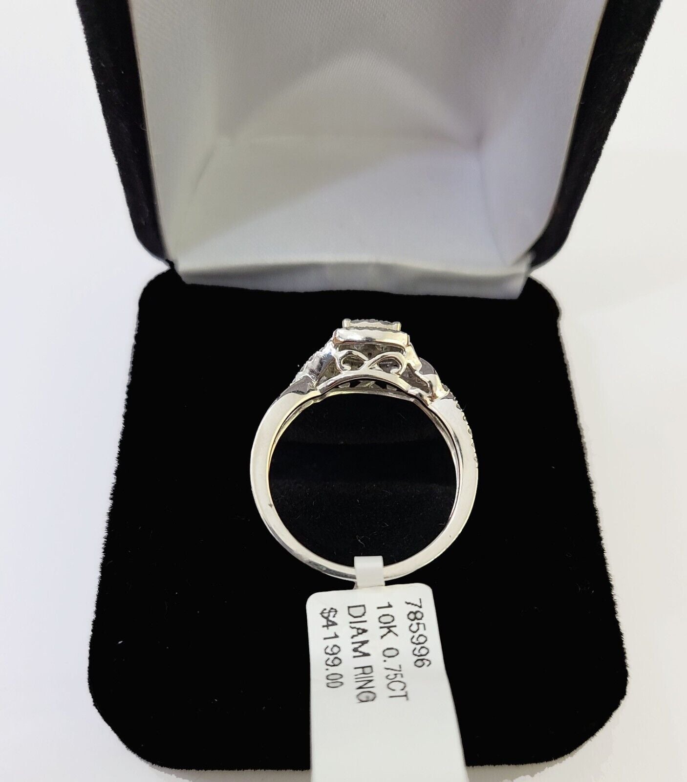 REAL 10k White Gold Diamond Ring 0.75 CT Square Shaped Ladies Engagement Wedding