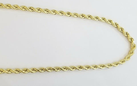 REAL 10k Yellow Gold Rope Chain 10mm 30" Men's thick necklace 10kt diamond cuts