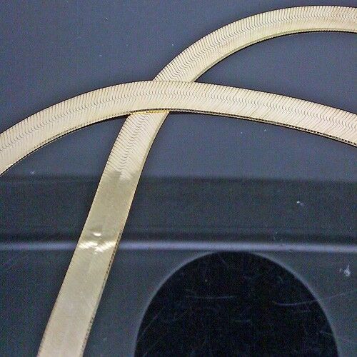 Real 10K Yellow Gold 7mm 24" Herringbone Necklace Chain Men Women lobster 10KT