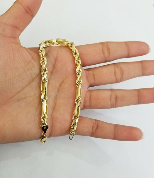 10k Yellow Gold Milano Rope Chain bracelet 7" 5mm real gold hand chain