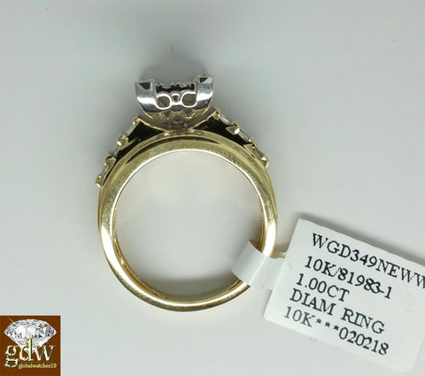 1CT REAL Diamond 10k Yellow Gold ladies Ring Wedding Anniversary Women Ring REAL