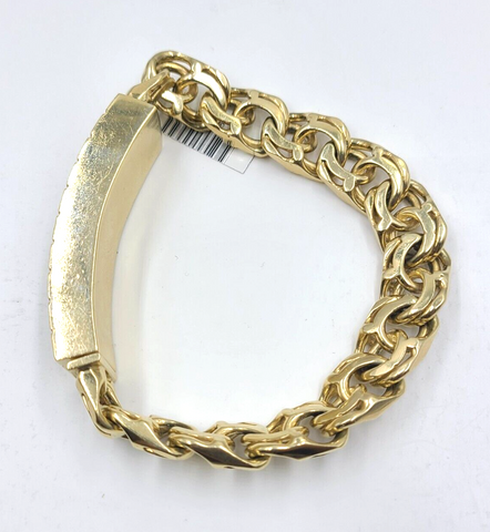 10k Yellow Gold Chino Link ID Bracelet 13 mm 9 Inch For Men's 10kt Gold