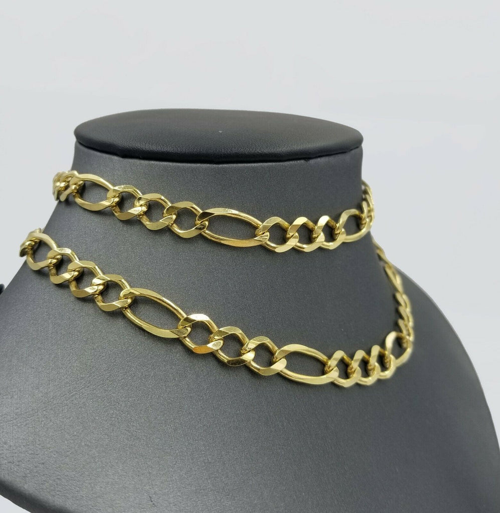 8mm 24" SOLID 10k Gold Figaro Link Chain Necklace 100%Authentic 10k Yellow Gold