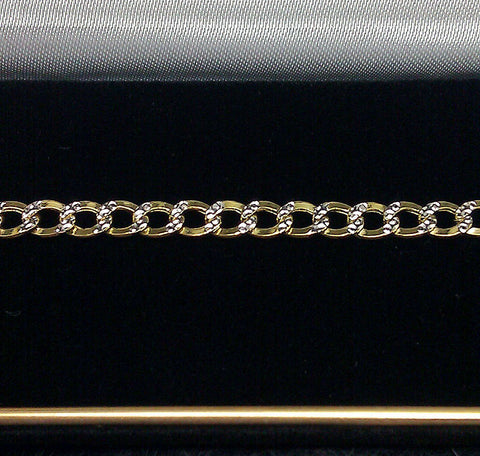 Real 10K Gold Bracelet Men Women Cuban Link  Diamond Cut 5mm 7 inch