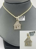 10k Diamond Home Yellow Gold Trap House Charm Mens Pendant Real Genuine Diamonds