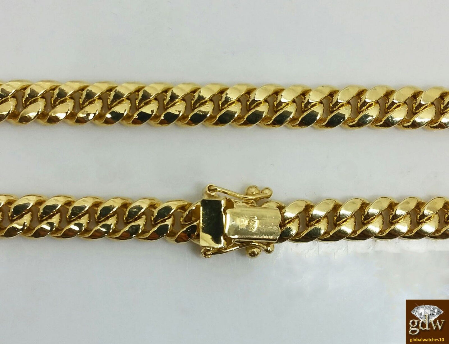 Real 14k Gold Miami Cuban link Chain 8mm 24" BOX LOCK 14kt Yellow Gold Necklace