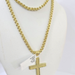Real 10k Gold Plain Cross Byzantine Chain Necklace 3mm 22" SET 10kt Genuine