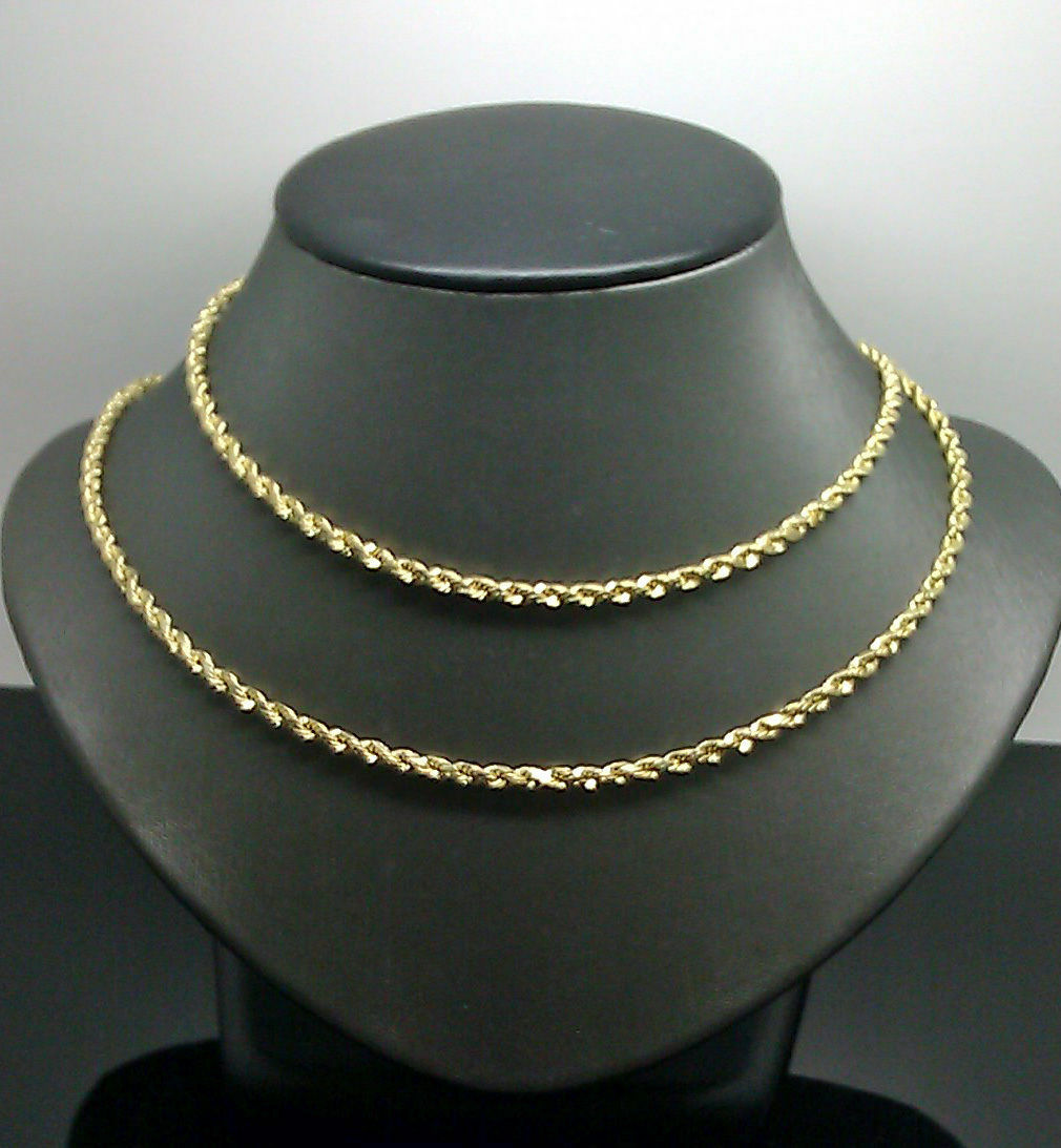 Real 10K Yellow Gold Rope Chain Necklace 26" Inches 3mm Unisex