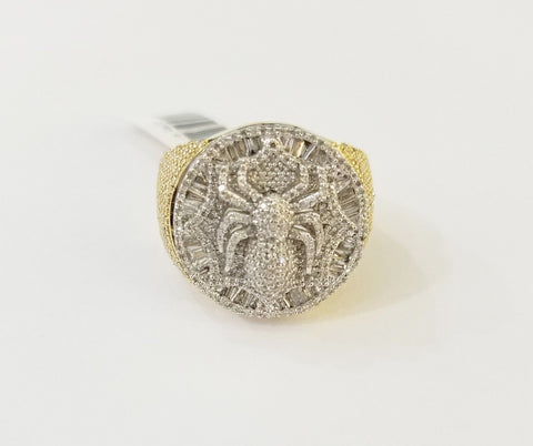 10k Real Yellow Gold Mens Real Diamond Baguette Spider Ring 1.79CT Size