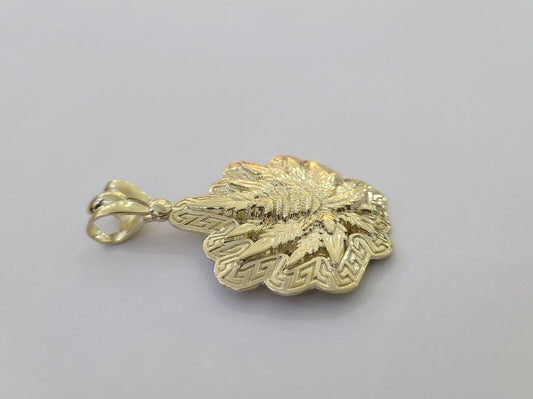 10K Real Yellow Gold Marijuana Leaf Charm Pendant High Weed Gold 10kt