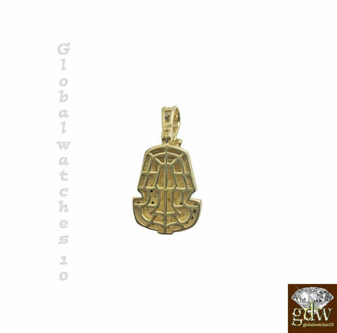 Solid 10k Gold Pharaoh Head Charm with Rope chain in 20 22 24 26 Inch Pendant