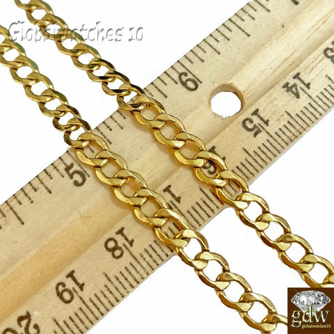 Real 10k Yellow Gold Cuban link 4mm Chain with diamond Cut 20 22 24 26 inch