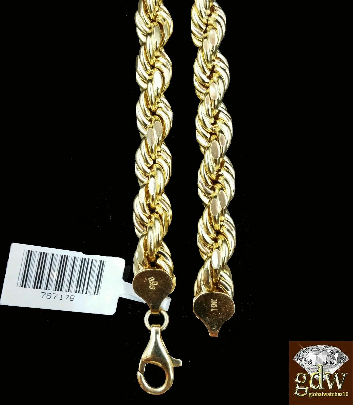 10k Real Gold Chain 5mm Rope Chain 16 18 20 22 24 26 28 30 Inch Diamond Cut