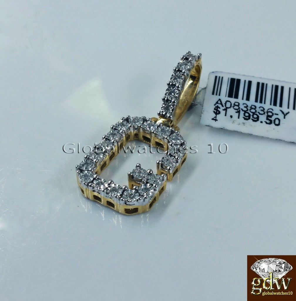 Real 10k Gold G Initial Alphabet Charm Pendant in 1.5 Inch with Real Diamonds