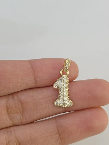 10k Gold Number Charm Pendant Initial Number Letter 0-9 Real