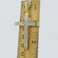 10k Yellow Gold Cross Charm pendant with 5mm Miami Cuban Diamond Cut Jesus REAL