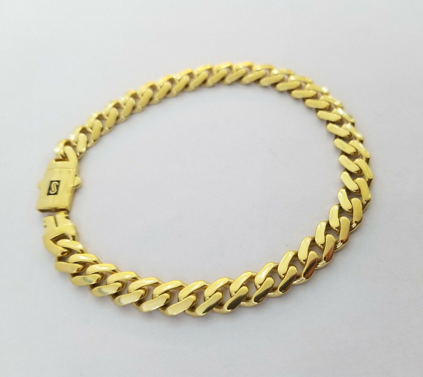 10k Yellow Gold Royal Monaco Miami Cuban Link 8mm Bracelet with Box Clasp 7.5"