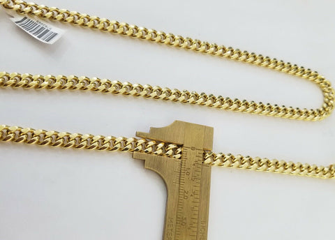 Real 14K Yellow Gold Miami Cuban Link Chain Necklace 7mm 24 Inch 14kt Box Lock